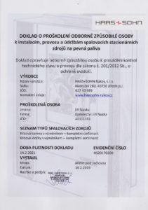 Certifikát HAAS + SOHN